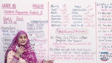 Class 8 - English - Unit 6 - Lecture 5 Food  - Allied Schools