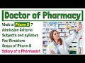Doctor of pharmacy pharm d  salary scope fees subjects and admission criteria of pharm d