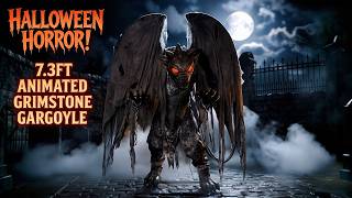 Halloween Animatronic Gargoyle in Action | 7.3ft Animated Grimstone for Outdoor or Indoor Display