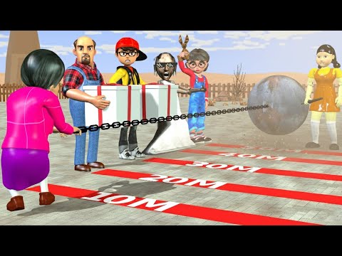 Scary Teacher 3D vs Squid Game Giant Marble Tug Challenge