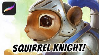 How to draw a squirrel knight in Procreate 5.3, (IPAD ART TUTORIAL)