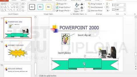Insert the Up Ribbon (auto)shape from the Stars and Banners image group into the empty space...