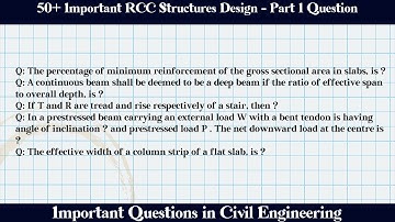 MCQ Questions RCC Structures Design - Part 1 with Answers