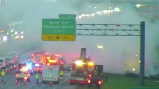 Semitruck fire slows southbound I-95 in Volusia County