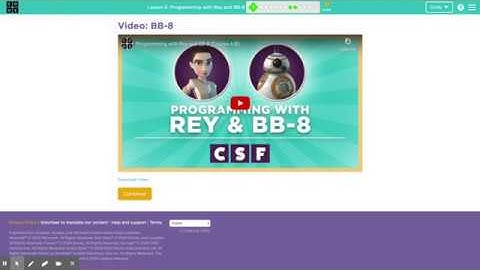 Code.org Course A Lesson 6 Programming with Rey and BB8