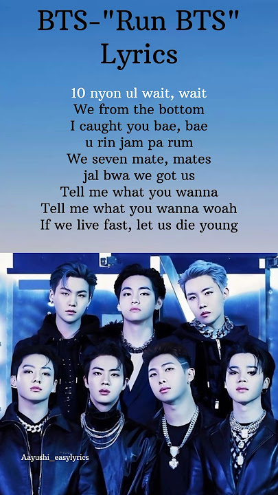 BTS-'Run BTS' Lyrics #bts #kpop  #songlyrics #song #shorts