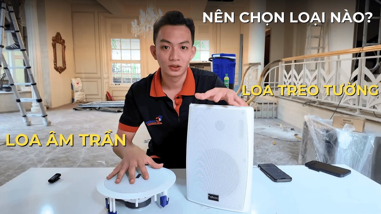 So sánh Loa âm trần với Loa treo tường | Nên chọn loại nào cho quán cafe, nhà hàng?