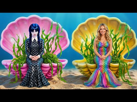 WEDNESDAY Mermaid vs ENID Mermaid! Amazing DIY Mermaid Transformations
