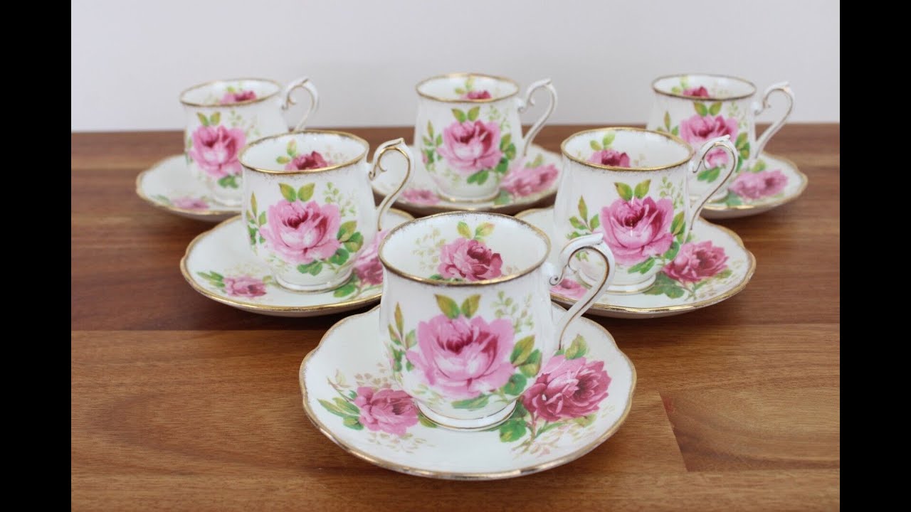 Royal Albert "American Beauty" Demitasse Coffee Cup & Saucer Sets