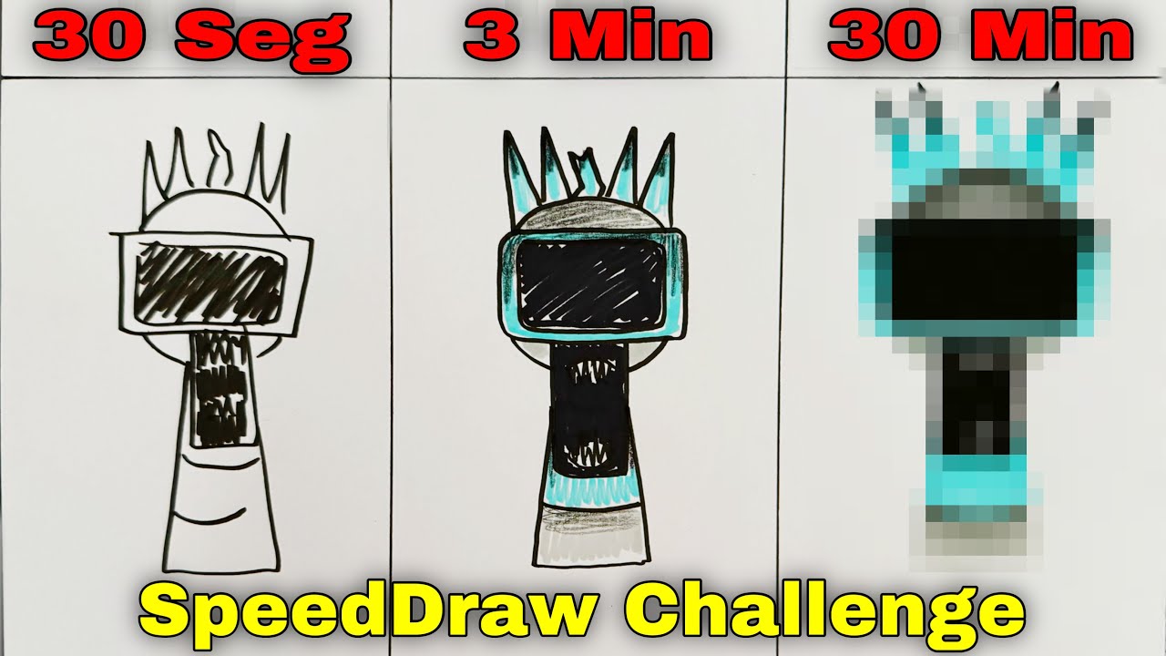 Drawing INCREDIBOX SPRUNKI ( FUN BOT PHASE 3 ) in 30 Sec, 3 Min and 30 ...