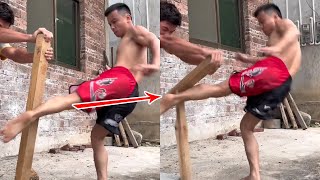 🔥Rural Kung Fu Boy Breaks Solid Wood With One Kick