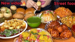 ASMR EATING STREET FOOD,PANIPURI,JHALMURI,SEVPURI,MISAL PAV,KACHORI,CHINESE BHEL,MOMO *FOOD VIDEOS*