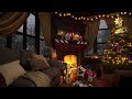 Cozy Christmas Cabin Ambiance | Crackling Fireplace with Snow &amp; wind sounds | 8 Hours