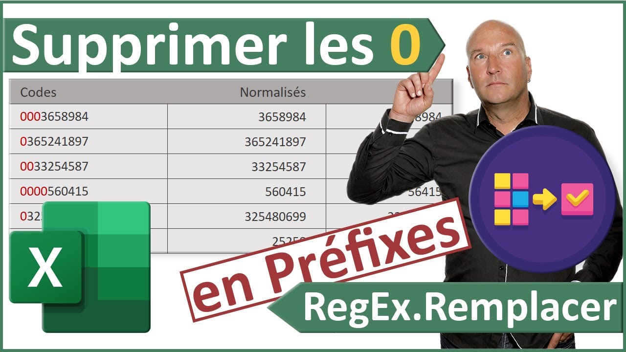 Suprrimer les zéros en préfixes des codes numériques avec Excel