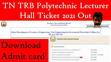 Download Admit card | TN TRB Polytechnic Lecturer Hall Ticket 2021 | how to download admit card