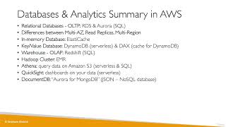 Ultimate AWS Certified Cloud Practitioner-2023 - Databases Analytics Summary