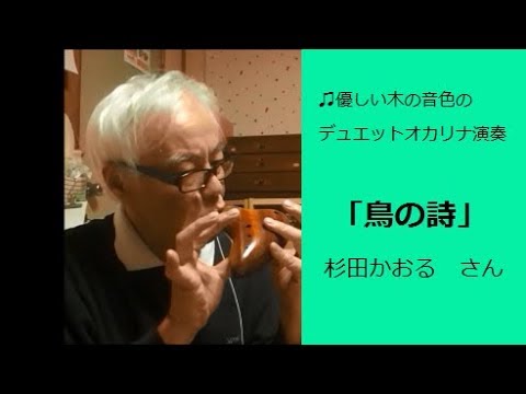 「鳥の詩」杉田かおるさん　№58優しい木の音色のデュエットオカリナ演奏♫（♥演奏しやすいデュエットオカリナ専用カラー楽譜）Harmony Ocarina