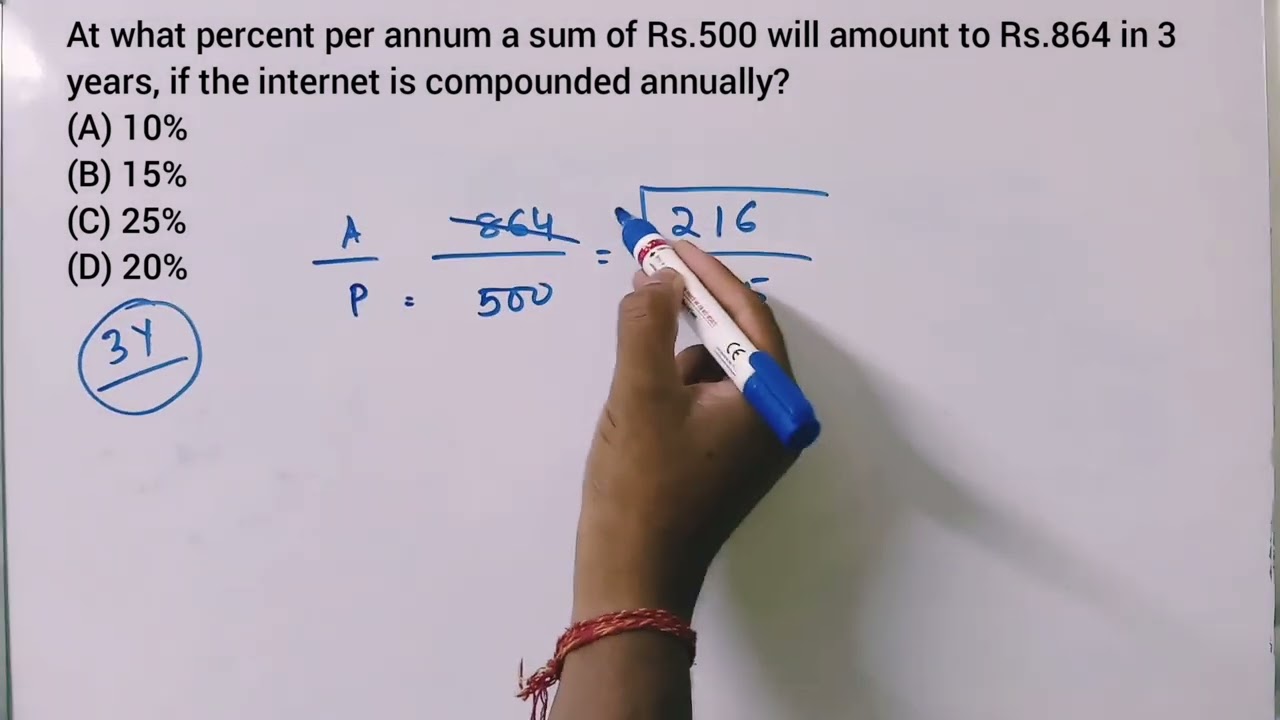 At What Percent Per Annum A Sum Of Rs.500 Will Amount To Rs.864 In 3 Years, If The Internet Is