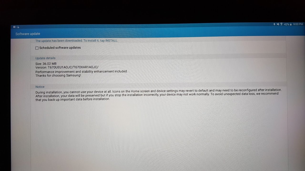 18.4 inch Samsung Galaxy View Tablet Software Update T670UEU1AOJC/T670XAR1ACJC