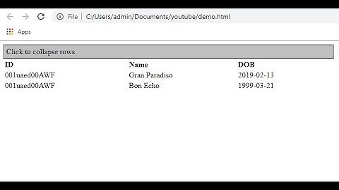 Java-Scrip & CSS : Expand and collapse function on an html table