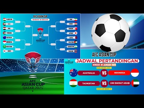 Jadwal Babak 16 Besar Piala Asia 2024 - Indonesia VS Australia -  Bagan Piala Asia 2024 Qatar