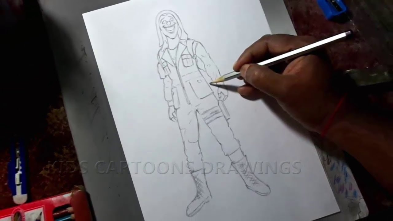 How to Draw Free Fire Joker Pencil Outline Sketch Step by Step ...