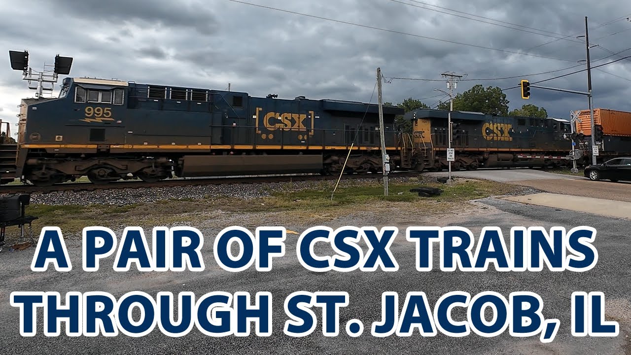 A Pair of CSX Trains Blasting Through St. Jacob, IL