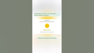 GFG Problem of the Day | 22 Sept 2025 | Python Solution Explained #dsa #coding #geeksforgeeks