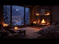 Cozy Night Ambience  Snowy Night, Cozy Interior