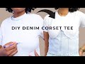 DIY Jeans to Denim Corset T-shirt Upcycle!