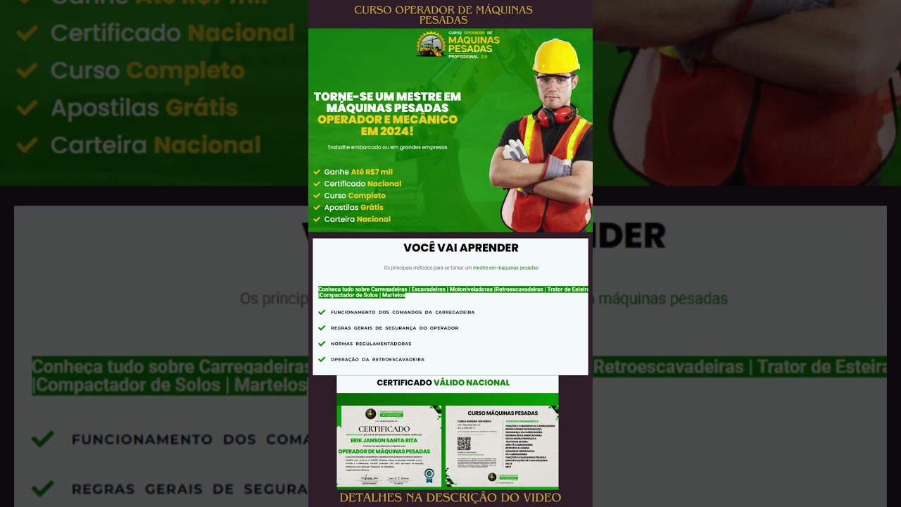 Curso operador de Máquinas Pesadas