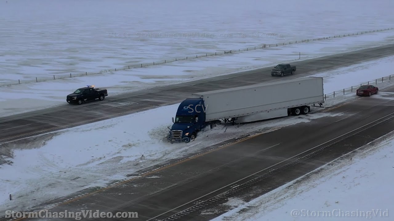 Snow Storm With White Conditions On I-94 Moorhead, MN - 2/10/2022
