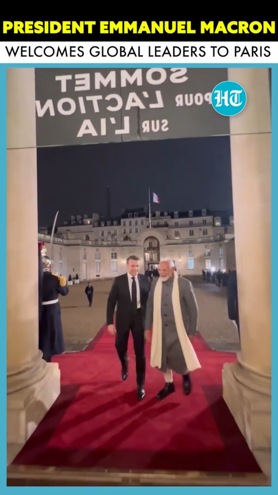 French President Macron Welcomes Indian PM Modi \u0026 US VP Vance At AI Action Summit #ytshorts