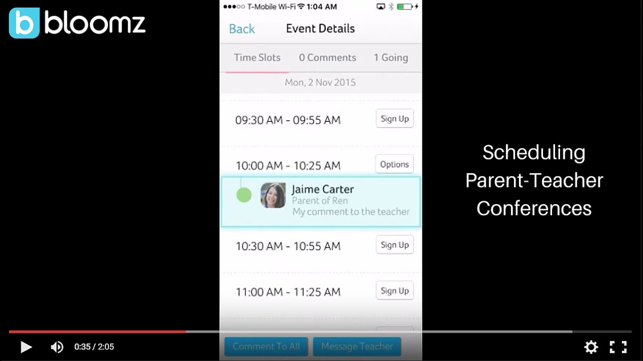 Scheduling Parent-Teacher conferences with Bloomz - YouTube