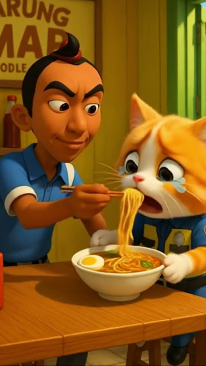 Jarjit Suapin Mie ke Kucing Lucu, Auto Nangis Bahagia 😭🍜🐱 #kucing #upinipin