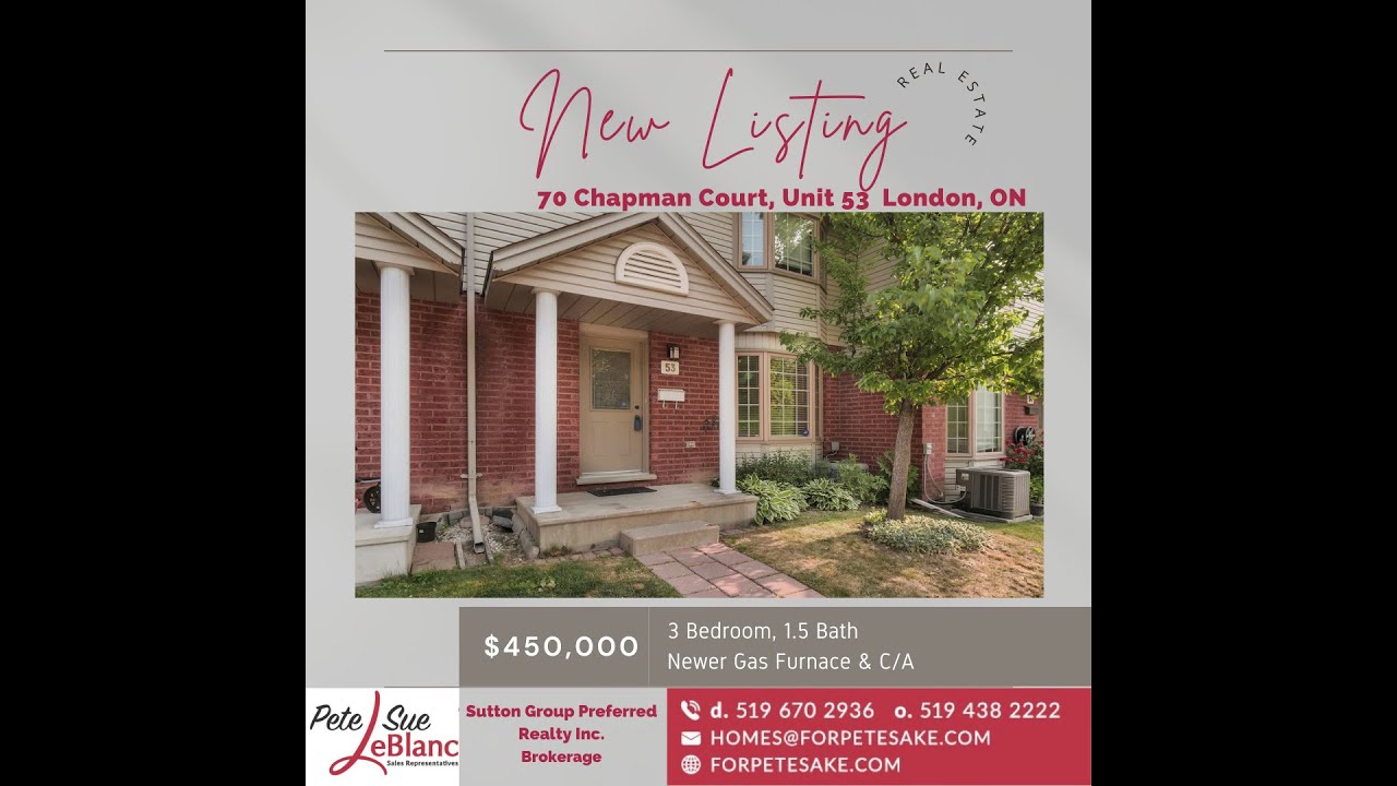 53 70 Chapman Crt, London, ON Condo For Sale Pete LeBlanc Realtor