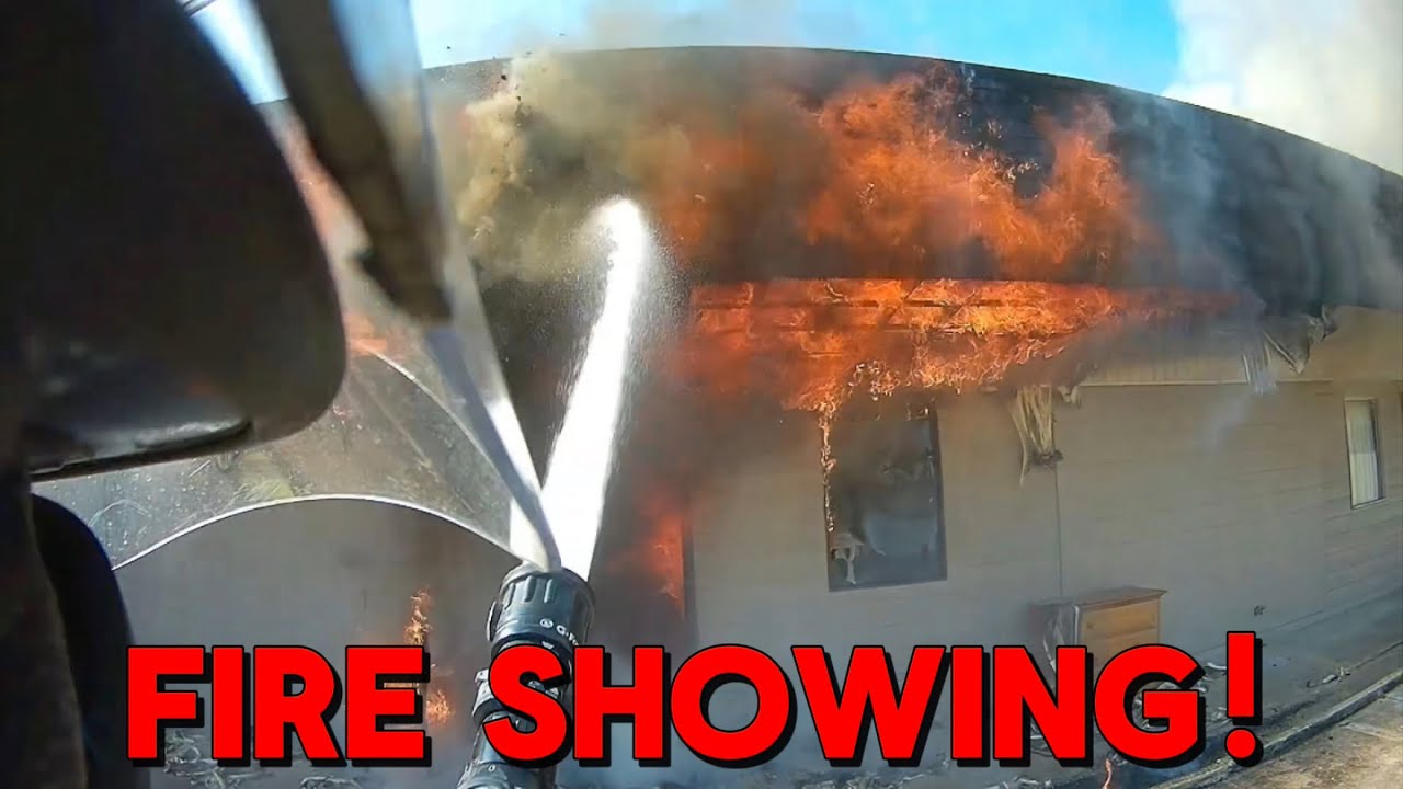 Helmet cam footage of house and motel fires. 