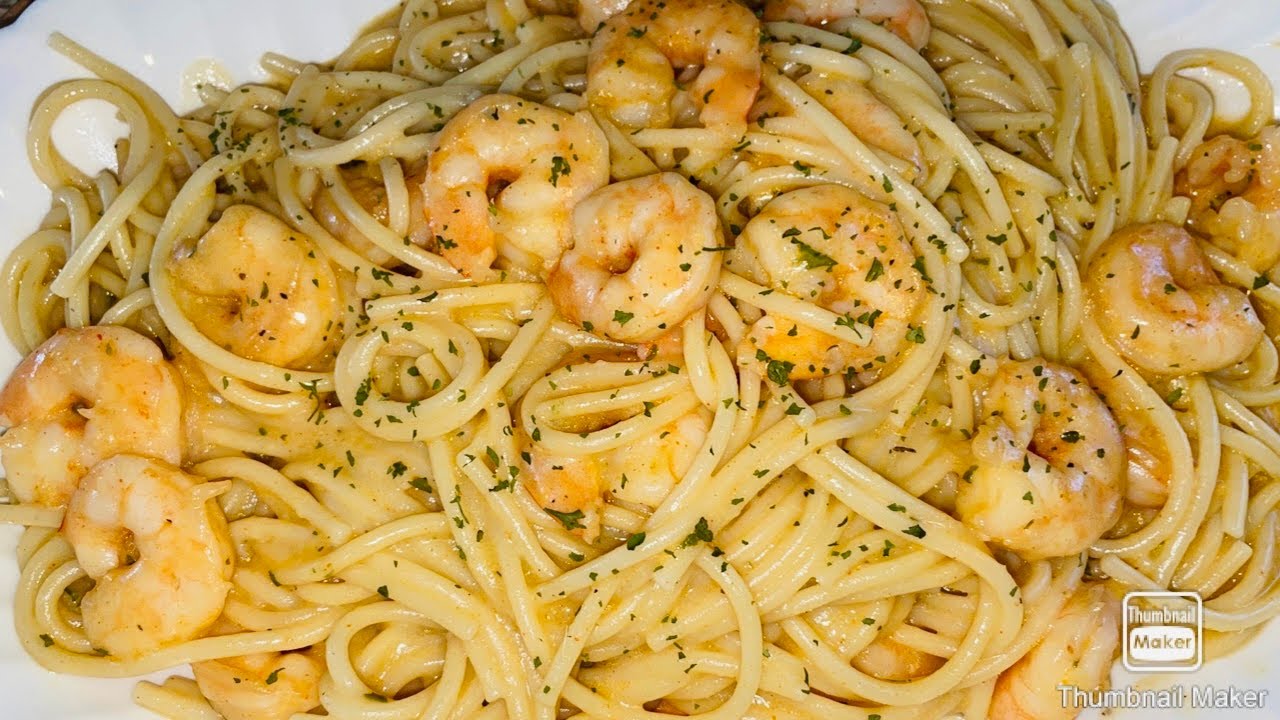 مكرونة بالجمبري صيامي بصوص كريمى بدون لبن بدون كريمة!  Creamy Shrimp Pasta No Milk No cream