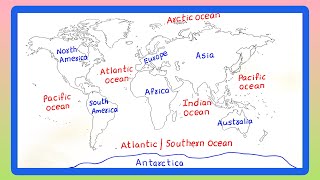 Continents and Oceans Map | Map Pointing | World Map | 7 Continents and 5 Oceans Map