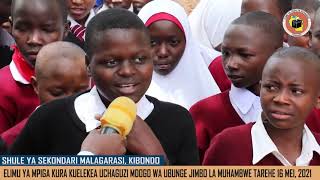 WANAFUNZI SHULE YA SEKONDARI MALAGARASI NA UCHAGUZI MDOGO JIMBO LA MUHAMBWE TAREHE 16 MEI, 2021