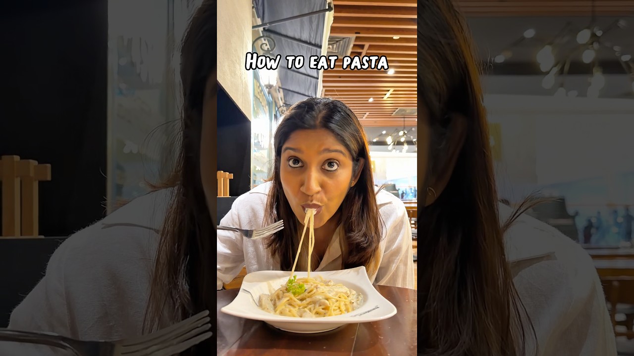Pasta කන හරිම විදිය | How to eat pasta #funnyreels #husbandwife #comedy #howto #funnyvideo #funny