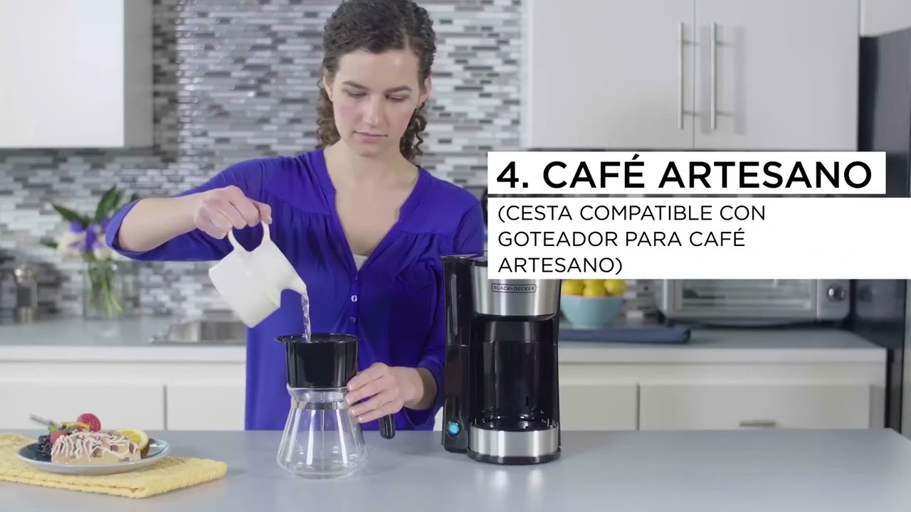 Cafetera Black Decker-4 en 1 - 5 Tazas con Envase de Acero Inox.-Filtro  Permanente-Botón Encendido y Apagado-Negra | ClickHome.ec
