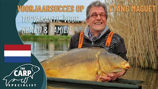 Voorjaarssucces op Etang Maguet... grote karpers en SUPER-DE-LUXE huisje in Frankrijk!