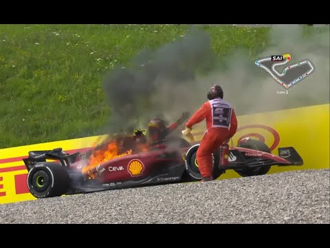 Carlos Sainz Ferrari's engine explodes | Austrian Grand Prix 2022