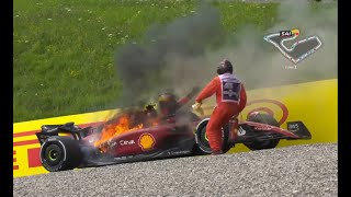 Carlos Sainz Ferrari's engine explodes | Austrian Grand Prix 2022