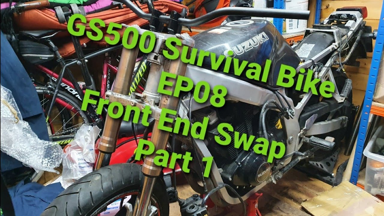 GS500 Survival/Scrambler Build EP08 Front End Swap Part 1 Head Stock Mods YouTube