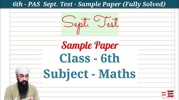 6th Class | PAS Sample Paper | September Test 2020 | PAS | Math in Punjabi | PSEB | CBSE | NCERT