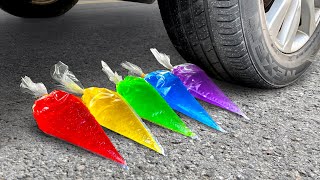 Top 10 Crushing Things With Car Compilation! Experiment Car Vs Rainbow Color Jello Piping Bags!