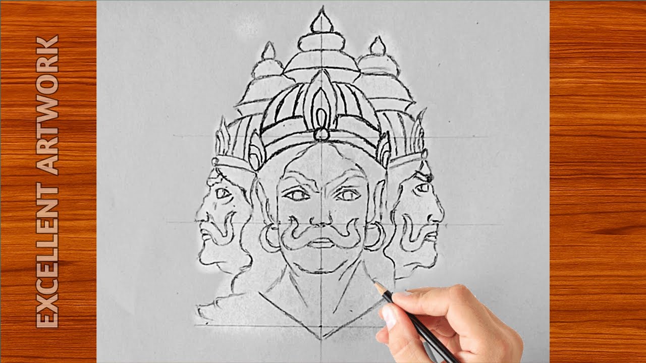 Ravan Face Drawing Tutorial || Ravan Face Drawing for Kids || Dussehra Drawing || Easy Drawing