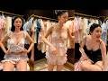LUXURY Silk Set Showcase Pale Pink V Neck & Black Beaded Trim for Effortless Elegance